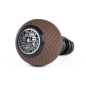 BFI Heavy Weight Shift Knob - GS2 - Nougat Brown Air Leather - Machined Finish  - VW / Audi 