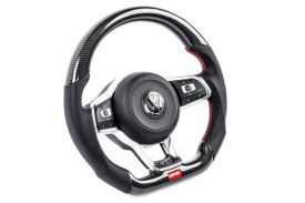 APR Steering Wheel - Carbon Fiber & Perforated Leather - MK7 GTI/GLI Red (For Use With Paddles)