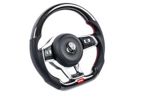 APR Steering Wheel - Carbon Fiber & Perforated Leather - MK7 GTI/GLI Red (For use without paddles)