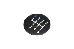 DAP Shift Knob (Modular) - Coins-Black - 6 Speed Enamel Filled White w Blue "R"