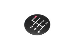 DAP Shift Knob (Modular) - Coins-Black - 6 Speed Enamel Filled White w Pink "R"