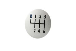 DAP Shift Knob (Modular) - Coins-Silver - 6 Speed Enamel Filled Black w Blue "R"