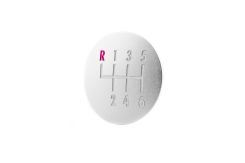 DAP Shift Knob (Modular) - Coins-Silver - 6 Speed Enamel Filled White w Pink "R"