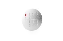 DAP Shift Knob (Modular) - Coins-Silver - 6 Speed Enamel Filled White w Red "R"